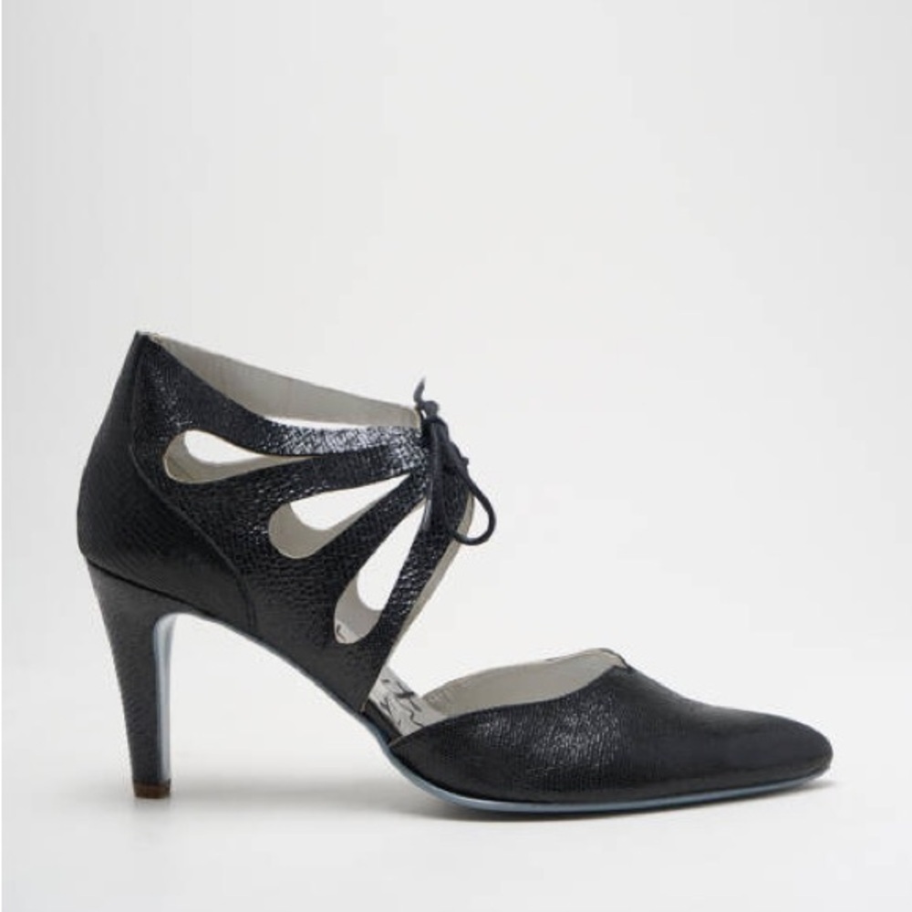 Un Tour en Ville Elegant Black Leather Women's Heels Tissage Satine 39 / 8.5 US